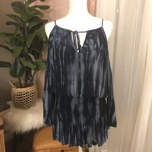 Blue Tie Die cold shoulder dress